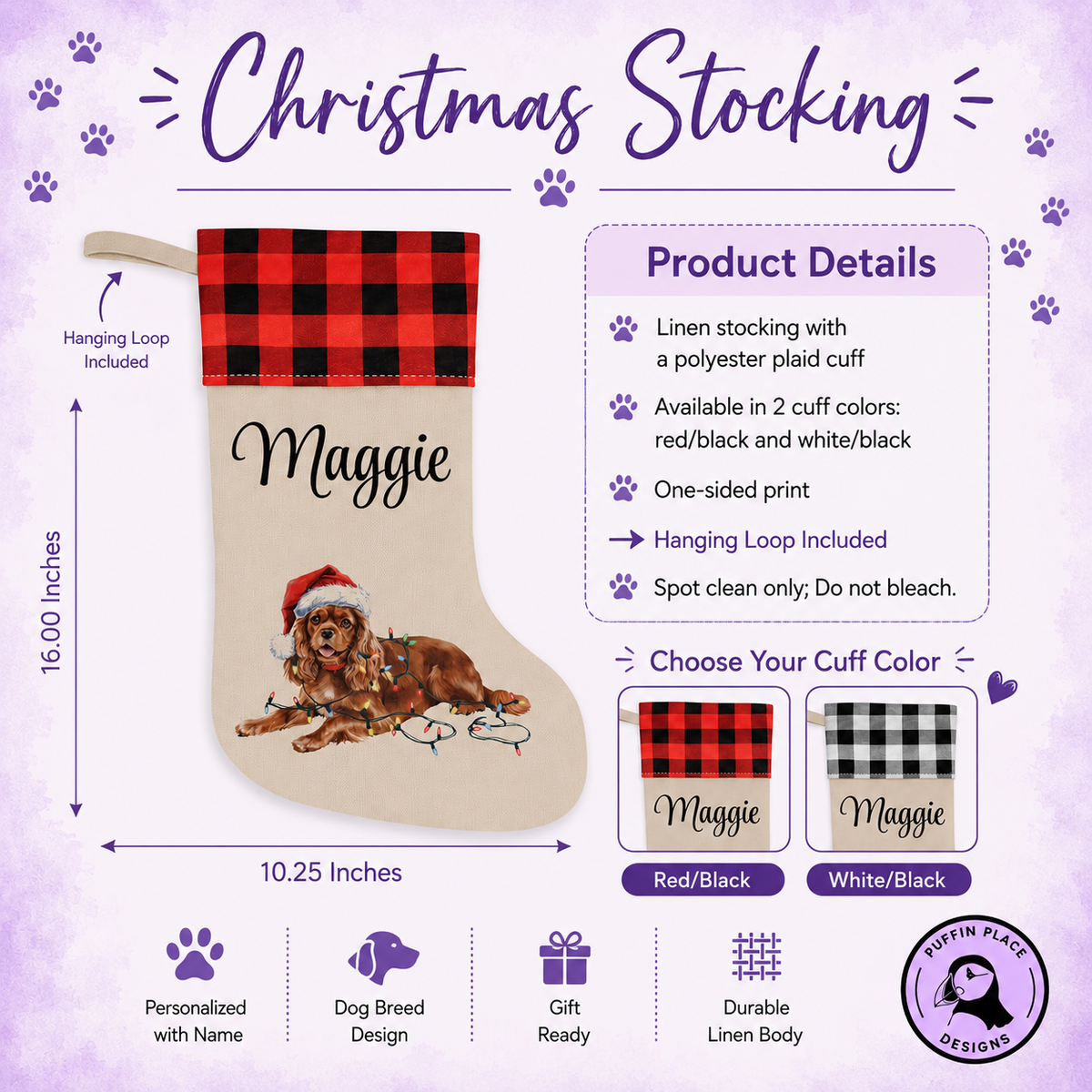 Personalized Dog Photo Christmas Stocking Custom Pet Name Holiday Decor