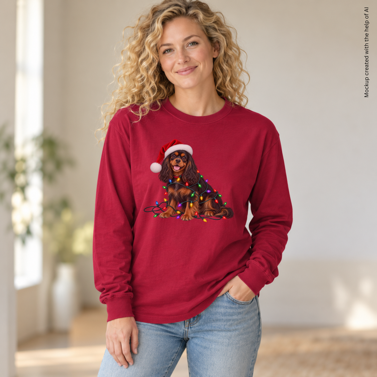 Black and Tan Cavalier Christmas Long Sleeve Shirt, Comfort Colors Holiday Tee, Cavalier Mom Gift