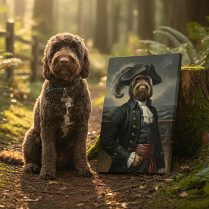 Custom Pet Pirate Portrait, Personalized Renaissance Dog or Cat Canvas