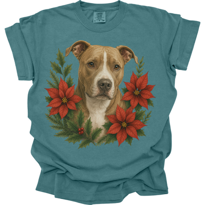 Pit Bull Poinsettia Christmas Shirt