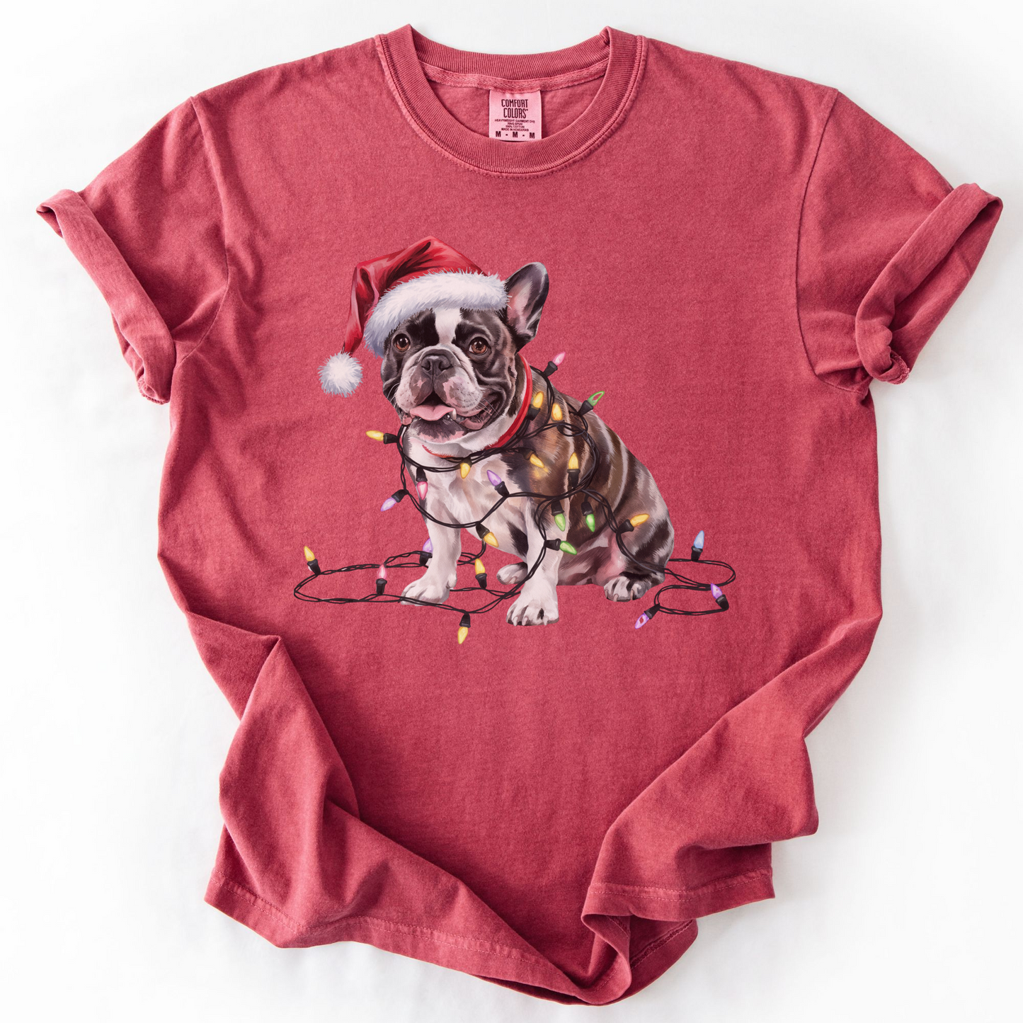 Christmas French Bulldog Shirt, Christmas Lights Dog Tee, Christmas Dog Tee, French Bulldog Mom Tshirt, Gift for Dog Lover, French Bulldog