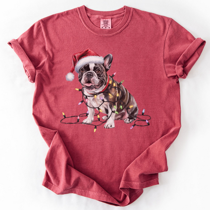 Christmas French Bulldog Shirt, Christmas Lights Dog Tee, Christmas Dog Tee, French Bulldog Mom Tshirt, Gift for Dog Lover, French Bulldog