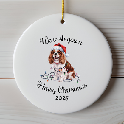 Christmas Cavalier King Charles Spaniel Ornament, Christmas Lights Dog Keepsake