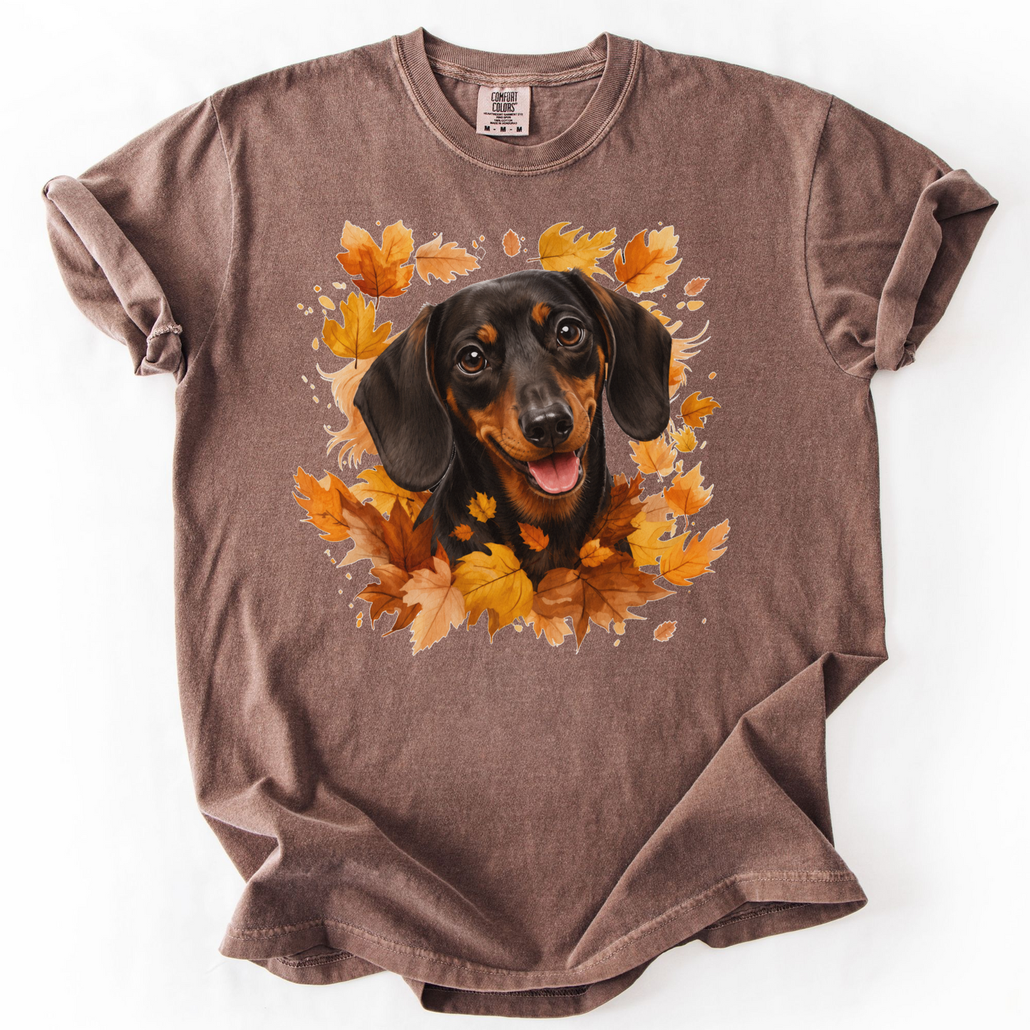 Black & Tan Dachshund Fall Shirt, Autumn Dog Mom Comfort Colors Tee