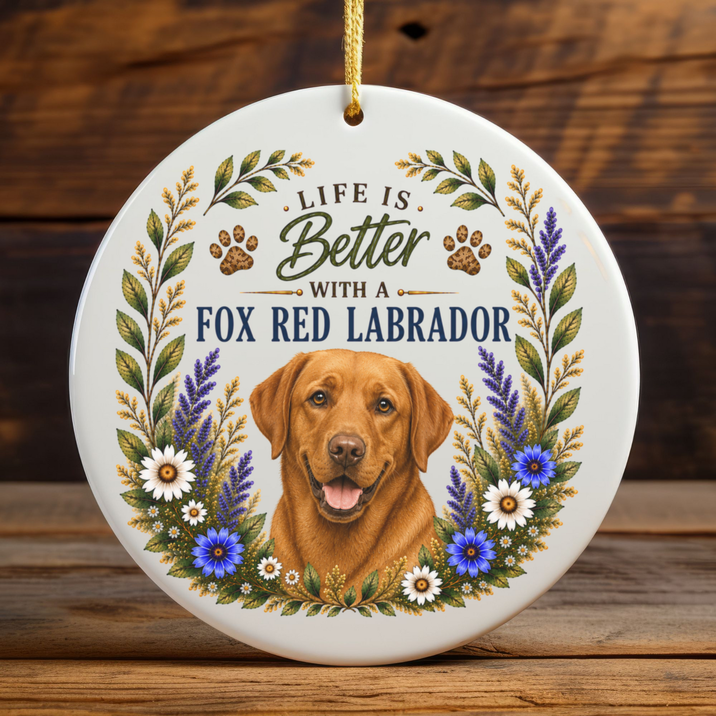 Fox Red Lab Ornament - Life Is Better