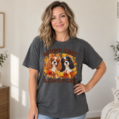 Cavalier King Charles Spaniel Autumn Leaves & Cavis Please Shirt
