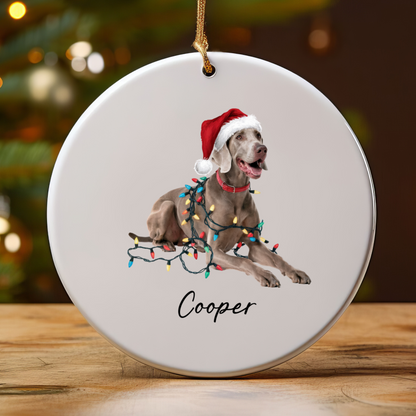 Weimaraner Ornament, Personalized Christmas Dog Gift