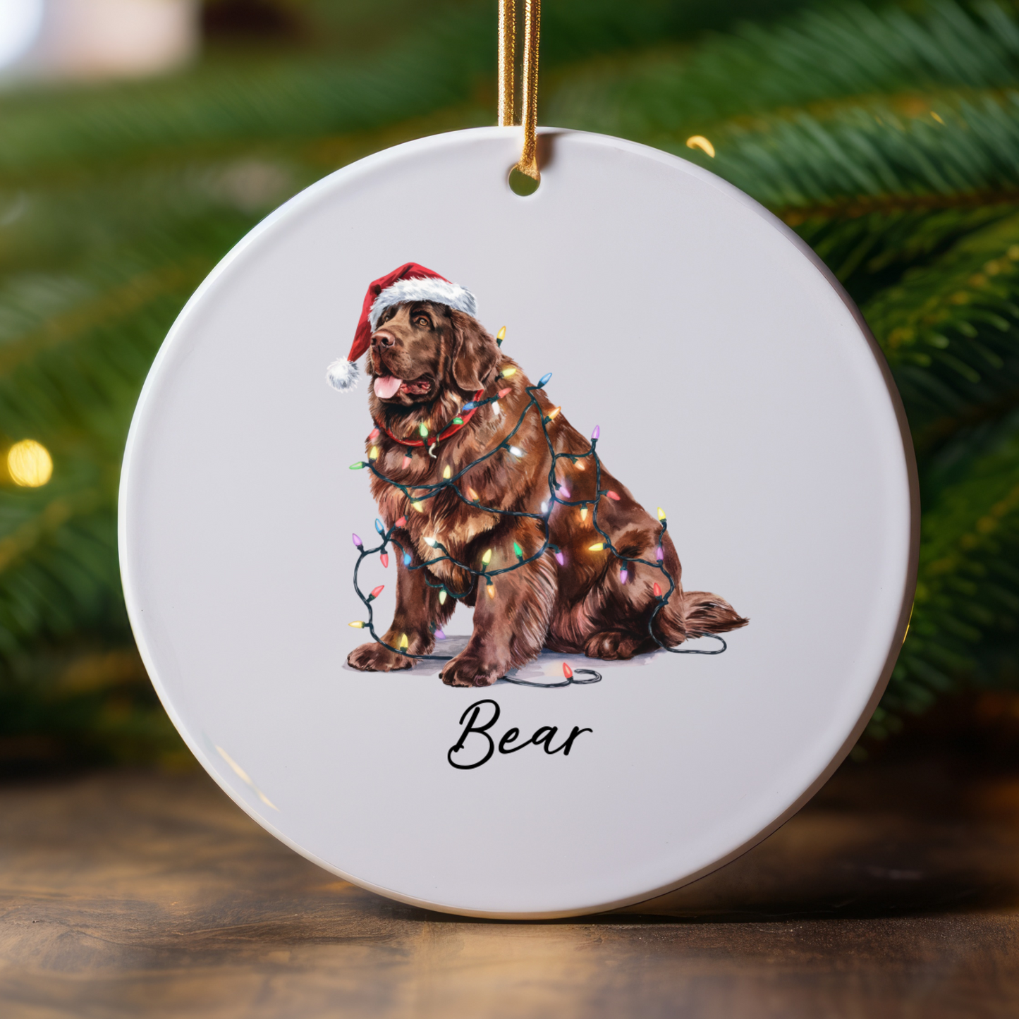 Brown Newfoundland Ornament, Custom Dog Keepsake