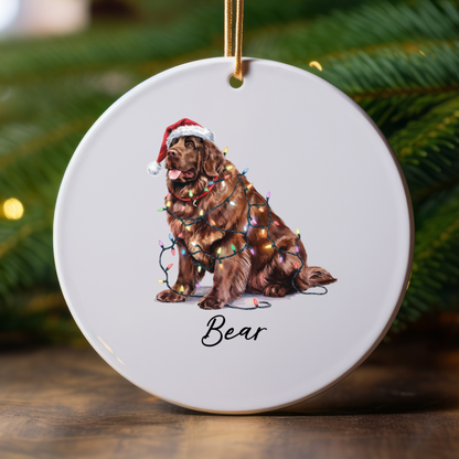 Brown Newfoundland Ornament, Custom Dog Keepsake