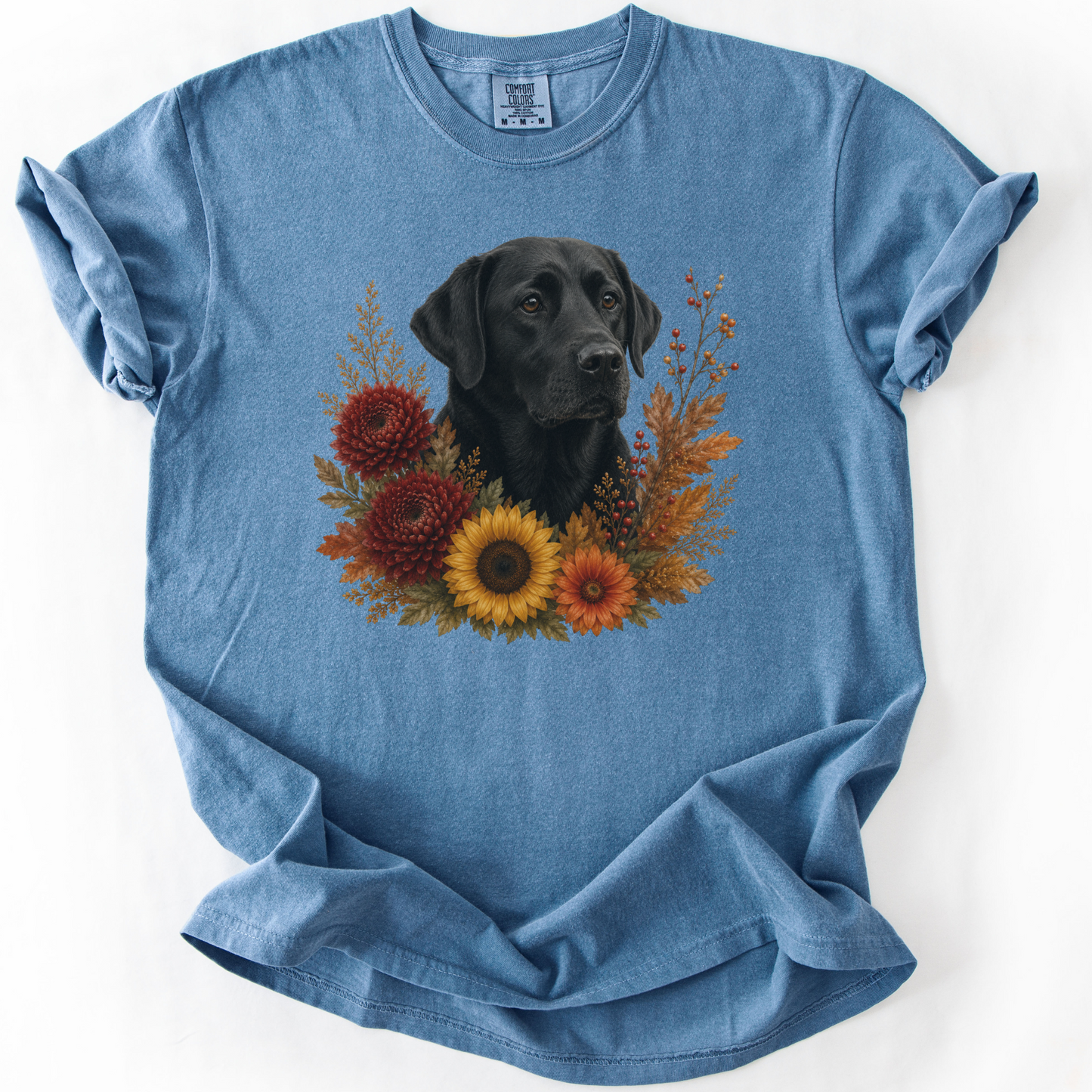 Black Labrador Autumn Floral Shirt