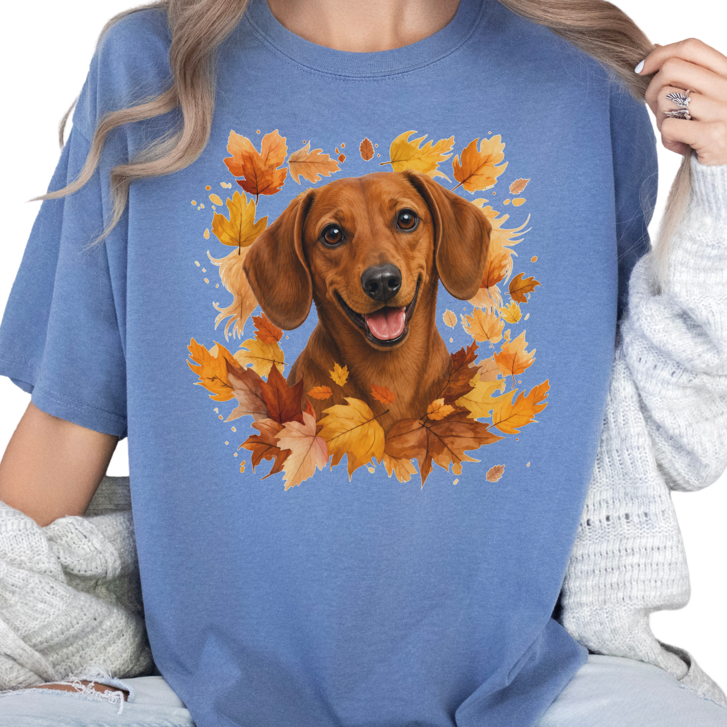 Red Dachshund Fall Shirt | Autumn Dog Mom Comfort Colors Tee