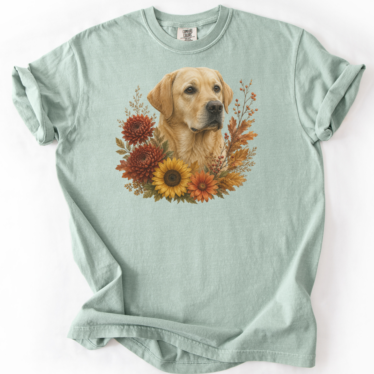 Yellow Labrador Autumn Floral Shirt