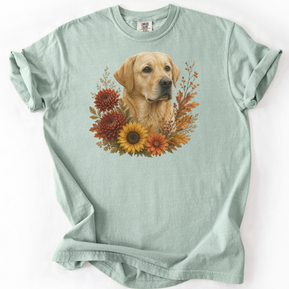 Yellow Labrador Autumn Floral Shirt