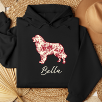 Load image into Gallery viewer, Custom Dog Breed T-Shirt with Name, Personalized Pet Lover Gift, Red Floral Toile Silhouette Dog Tee, Dog Mom Shirt
