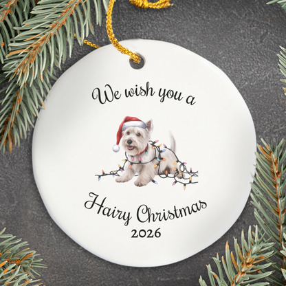 Christmas West Highland Terrier Ornament, Christmas Lights Dog Keepsake