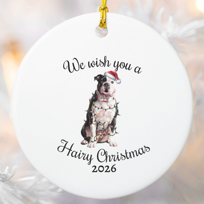 Christmas American Bulldog Ornament, Christmas Lights Dog Keepsake, Christmas Dog, American Bulldog Mom, Gift For Dog Lover