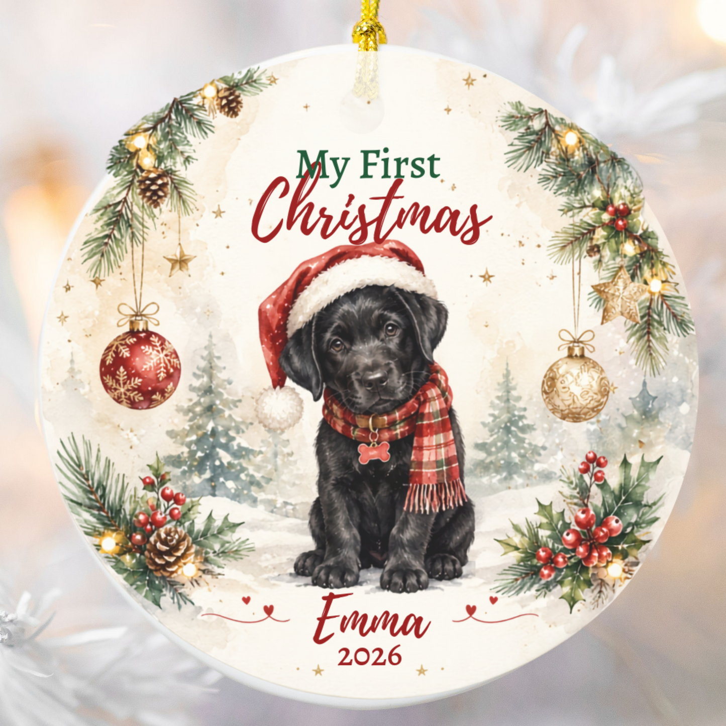 Personalized Puppy First Christmas Ornament, Custom Dog Keepsake Gift