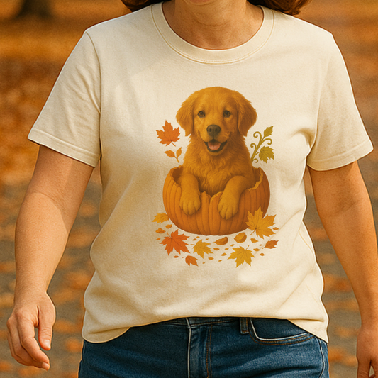 Golden Retriever Pumpkin Fall Shirt – Cute Autumn Dog Tee for Golden Lovers