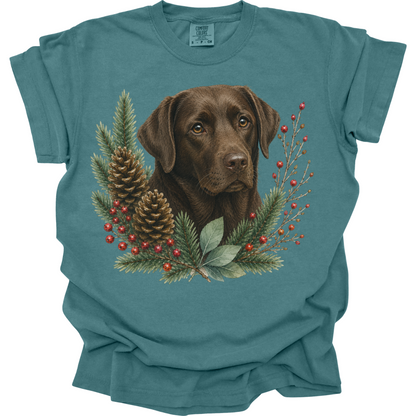Chocolate Lab Christmas Shirt, Labrador Retriever Dog Mom Tee, Holiday Lab Lover Gift