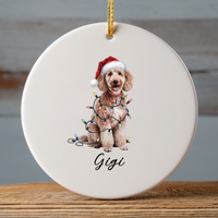 Load image into Gallery viewer, Personalized Poodle Ornament, Custom Ceramic Pet Keepsake
