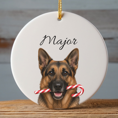 Personalized German Shepherd Ornament, Custom Dog Name Christmas Ornament, GSD Gift, Dog Lover Gift