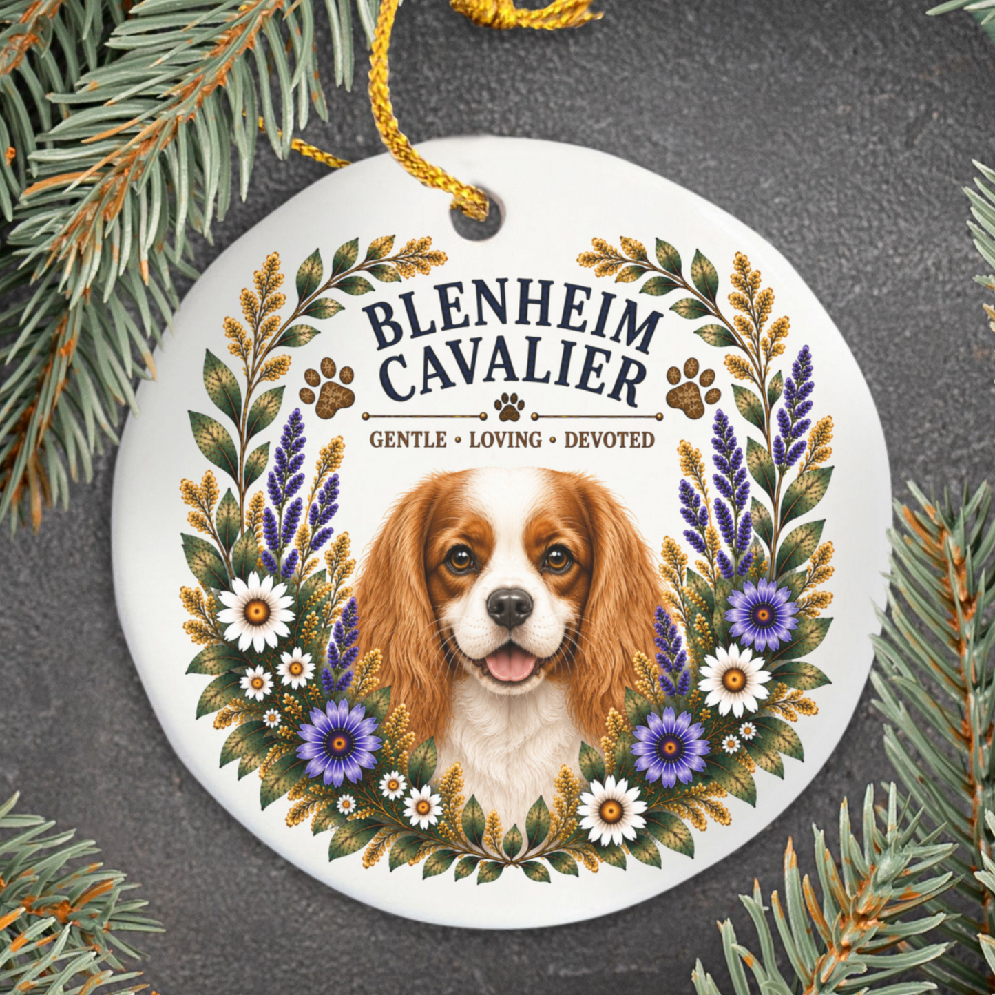 Blenheim Cavalier Ornament, Cavalier King Charles Spaniel Gift, Dog Mom Keepsake