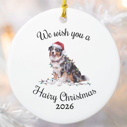Australian Shepherd Ornament, Personalized Christmas Lights Dog Keepsake