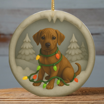 Personalized Rhodesian Ridgeback Christmas Ornament, 3D Clay-Style Dog Keepsake with Lights