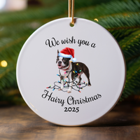 Load image into Gallery viewer, Christmas Boston Terrier Ornament, Christmas Lights Dog Keepsake
