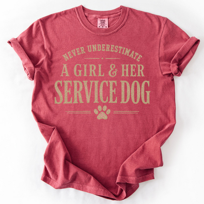 Service Dog Handler Shirt for Women, Never Underestimate a Girl and Her Service Dog