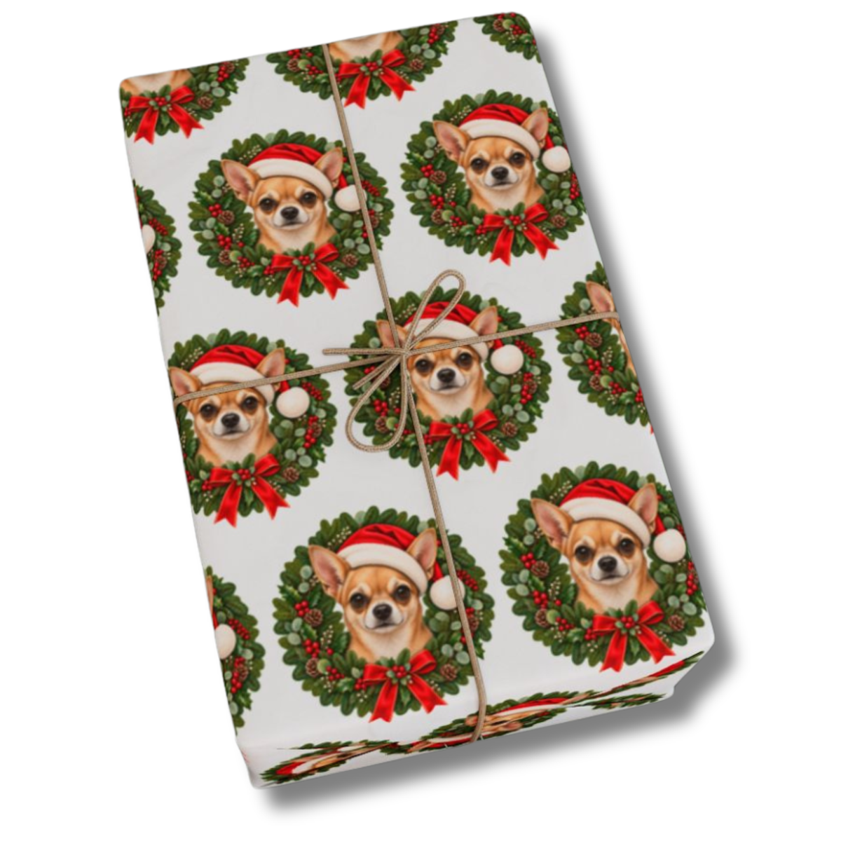 Tan Chihuahua Christmas Wrapping Paper, Holiday Gift Wrap for Chihuahua Moms and Dog Lovers