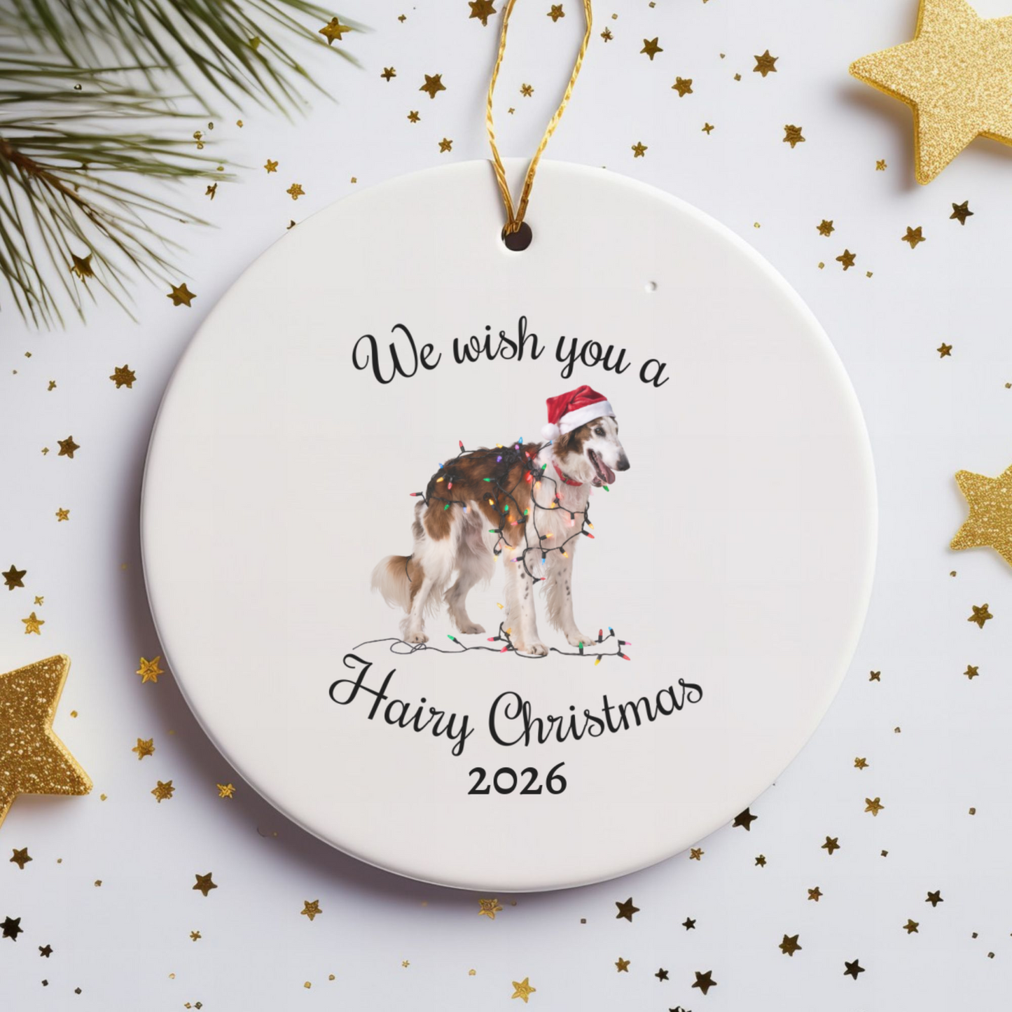 Christmas Borzoi Ornament, Christmas Lights Dog Keepsake, Christmas Dog, Borzoi Mom, Gift For Dog Lover, Borzoi