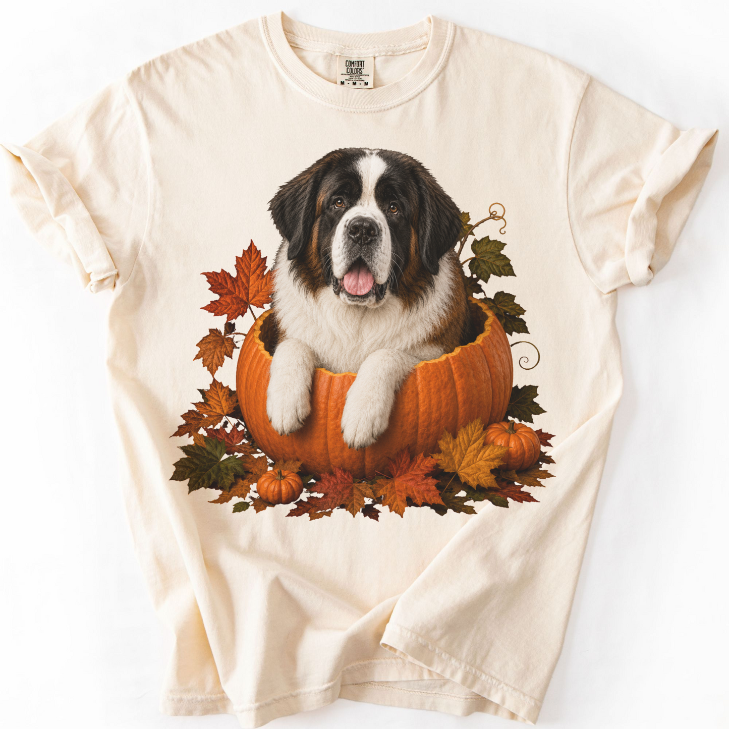 Personalized Dog Photo Fall Pumpkin Shirt Custom Pet Comfort Colors Tee