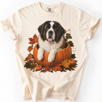 Personalized Dog Photo Fall Pumpkin Shirt Custom Pet Comfort Colors Tee