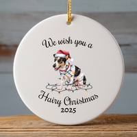 Load image into Gallery viewer, Christmas Rat Terrier Ornament, Christmas Lights Dog Keepsake
