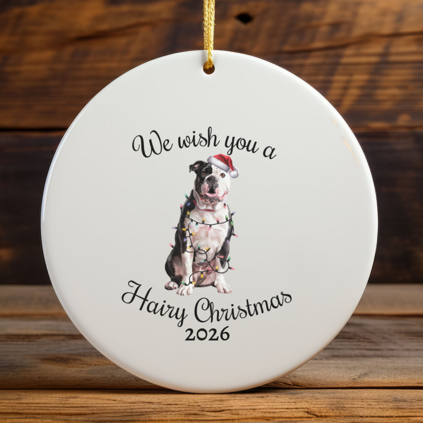 Christmas American Bulldog Ornament, Christmas Lights Dog Keepsake, Christmas Dog, American Bulldog Mom, Gift For Dog Lover