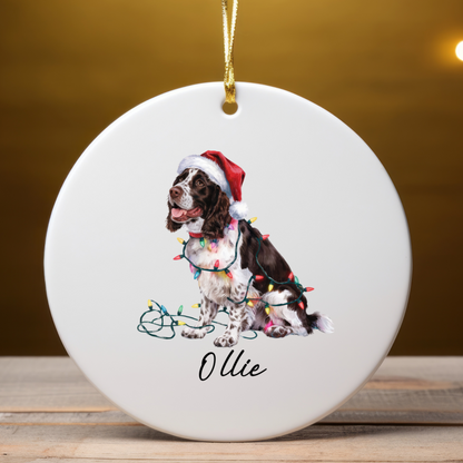 Personalized Brown Springer Spaniel Ornament, Christmas Dog Ornament