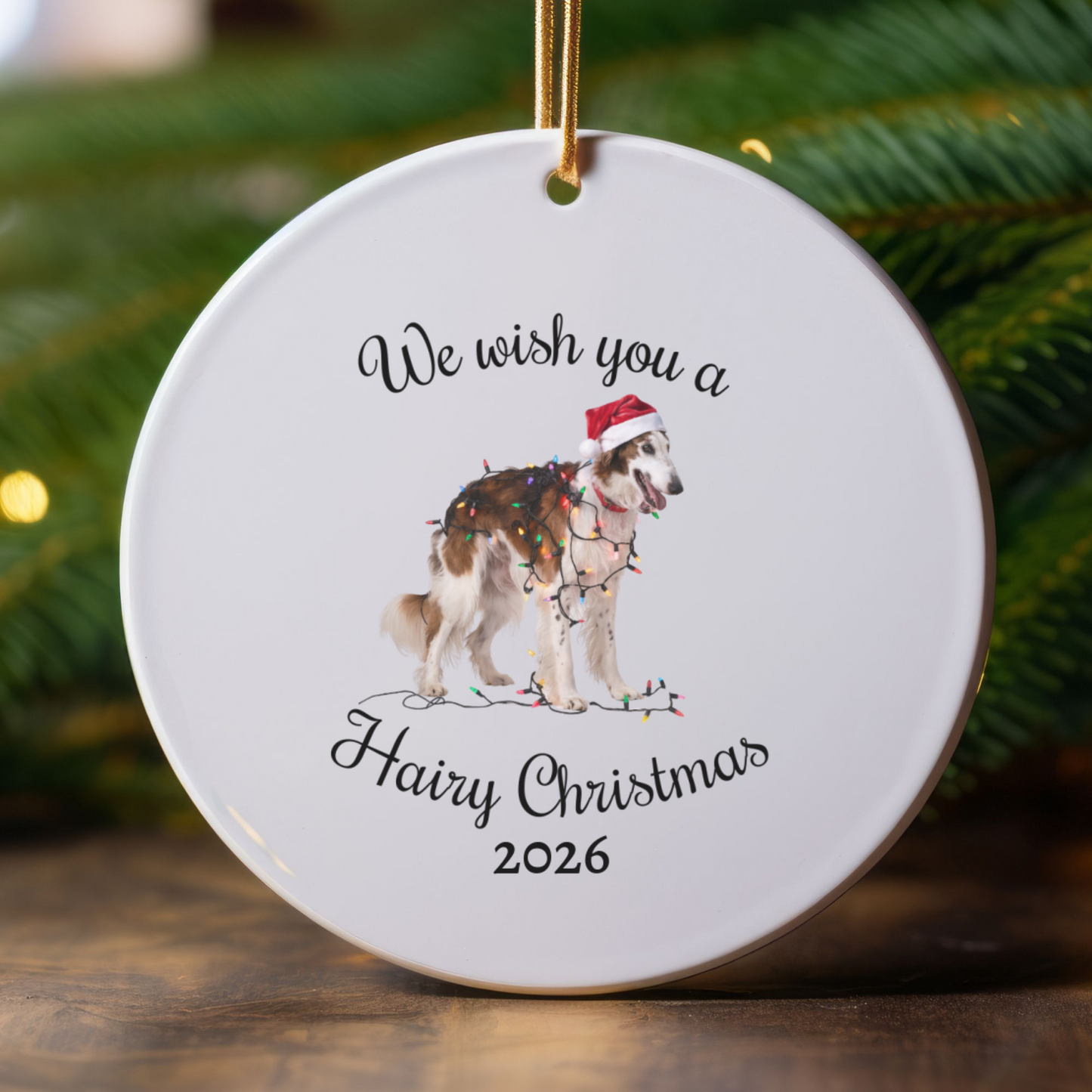 Christmas Borzoi Ornament, Christmas Lights Dog Keepsake, Christmas Dog, Borzoi Mom, Gift For Dog Lover, Borzoi