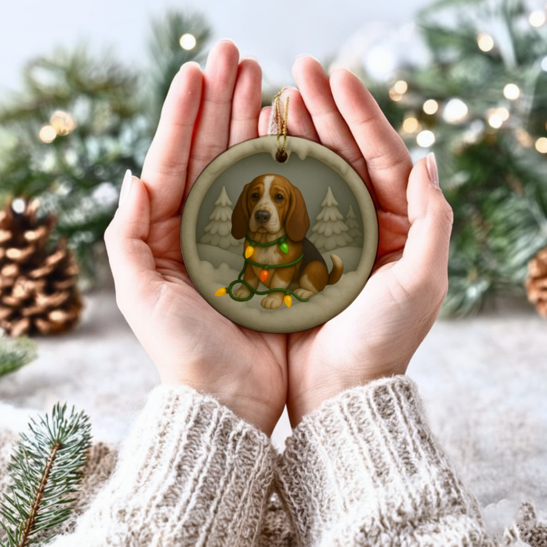 Personalized Basset Hound Christmas Lights Keepsake