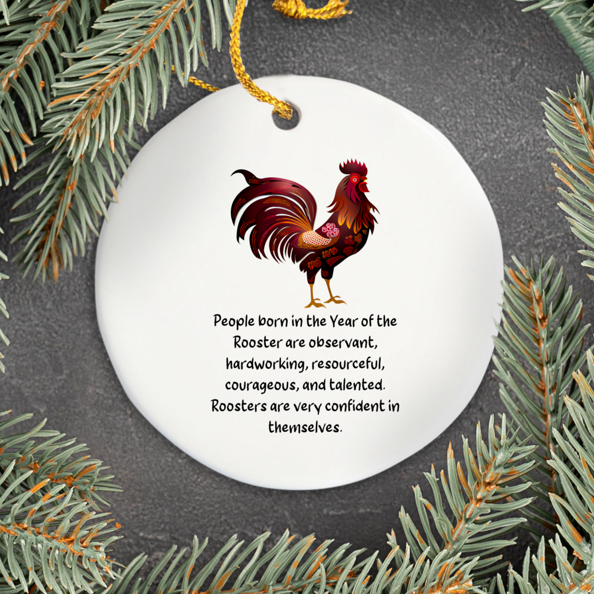 Chinese Zodiac Rooster Ornament, Year of the Rooster Horoscope Gift for Lunar New Year