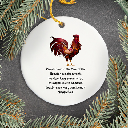 Chinese Zodiac Rooster Ornament, Year of the Rooster Horoscope Gift for Lunar New Year