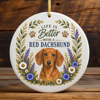 Red Dachshund Ornament, Doxie Lover Gift, Dachshund Mom Gift, Wiener Dog Keepsake
