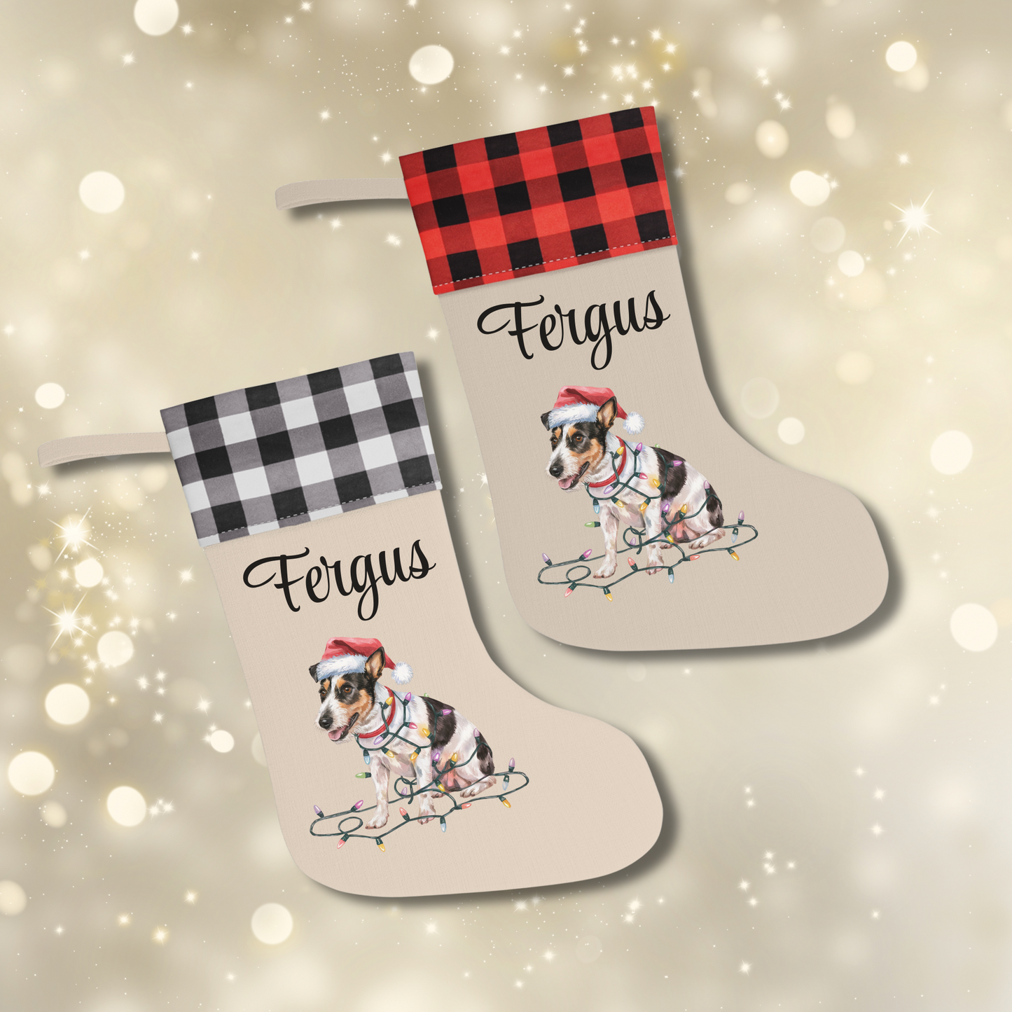 Personalized Rat Terrier Christmas Stocking, Holiday Decor Gift for Pet Lovers