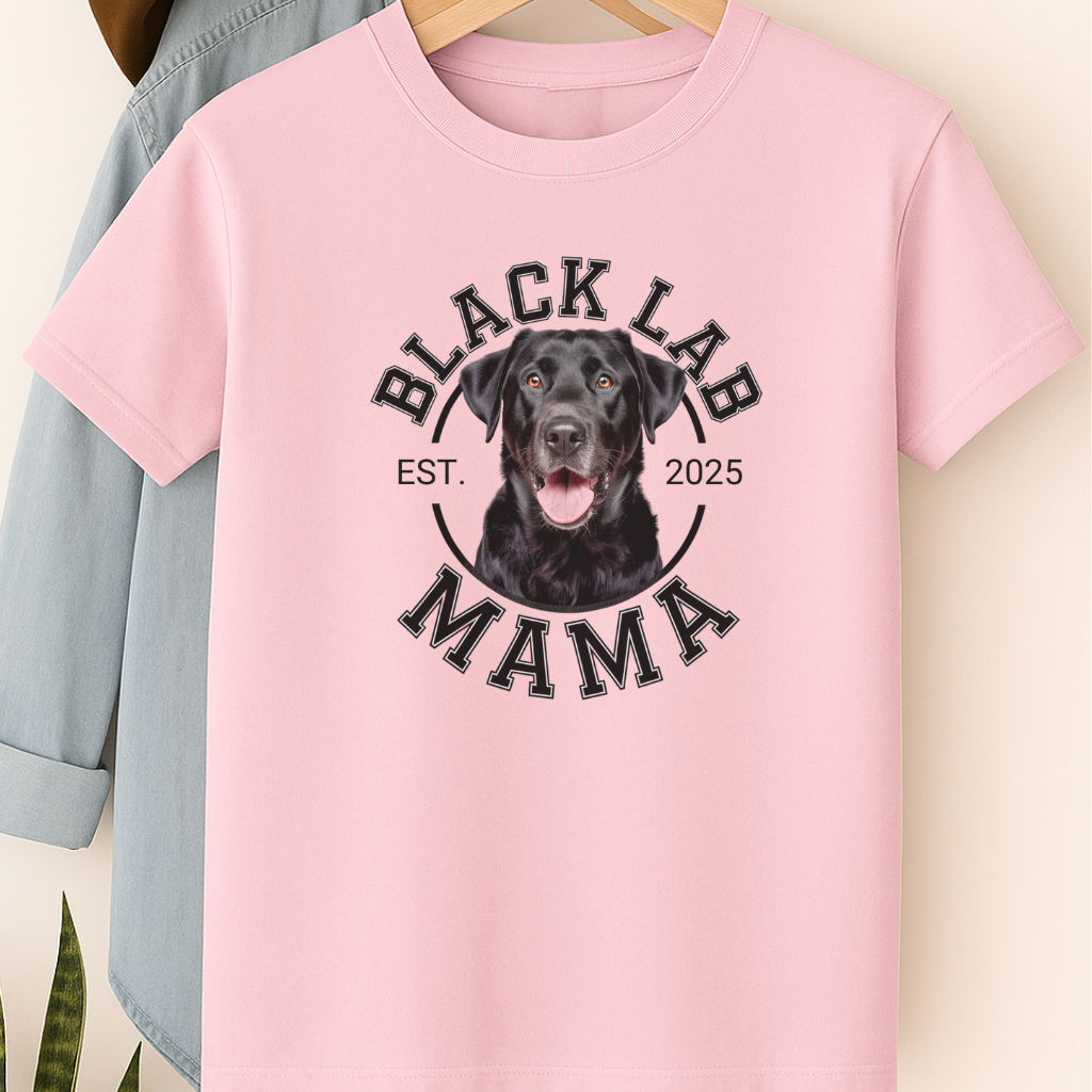 Black Lab Mama Shirt Personalized Labrador Retriever Dog Mom Tee Gift for Dog Lovers Custom Pet Owner Shirt