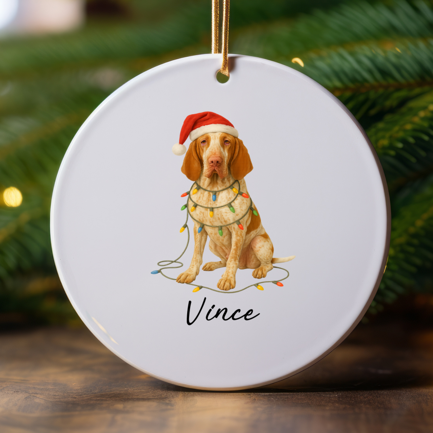 Personalized Bracco Italiano Ornament, Dog Lover Christmas Tree Decoration, Ceramic Pet Keepsake