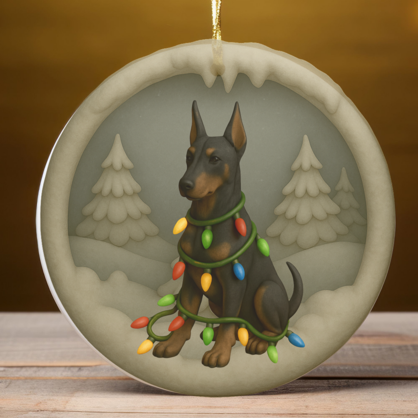 Personalized Doberman Christmas 3D Clay-Style Ornament
