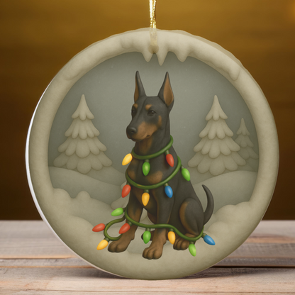 Personalized Doberman Christmas 3D Clay-Style Ornament