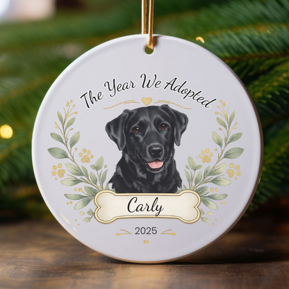 Personalized Adoption Dog Ornament, Custom Pet Christmas Keepsake Gift