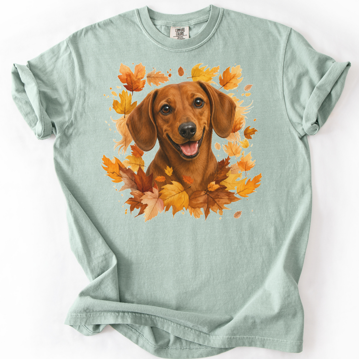 Red Dachshund Fall Shirt | Autumn Dog Mom Comfort Colors Tee
