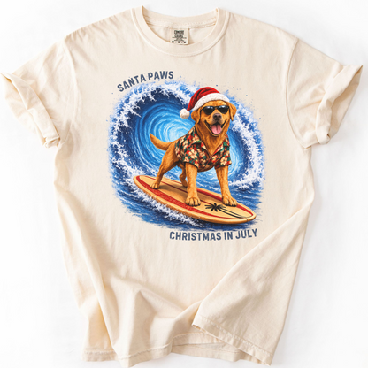 Christmas in July Gift for Fox Red Lab Lovers, Santa Paws Beach Shirt